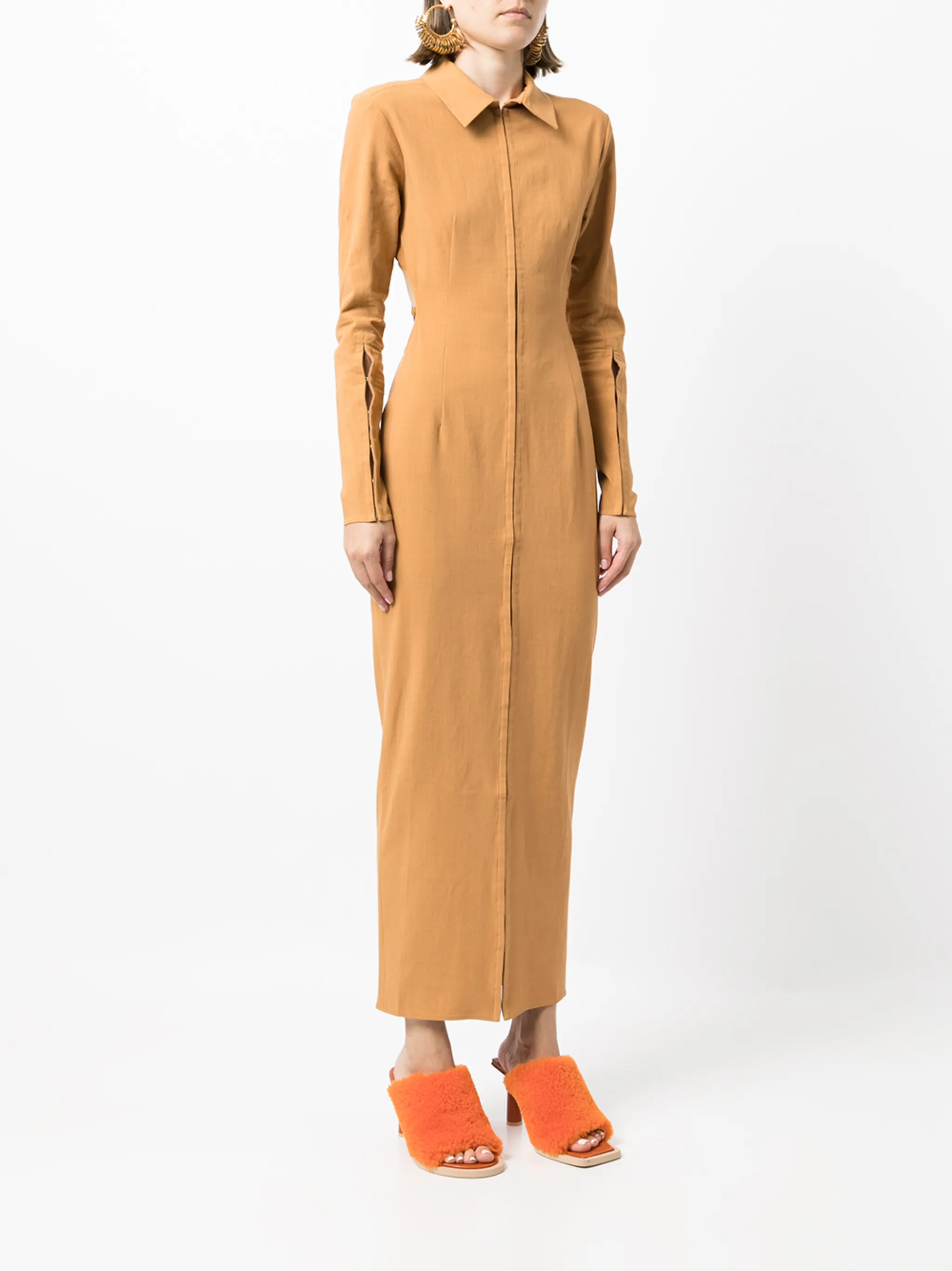 Трикотажное платье Obiou прямого кроя Jacquemus, коричневый — фото 3