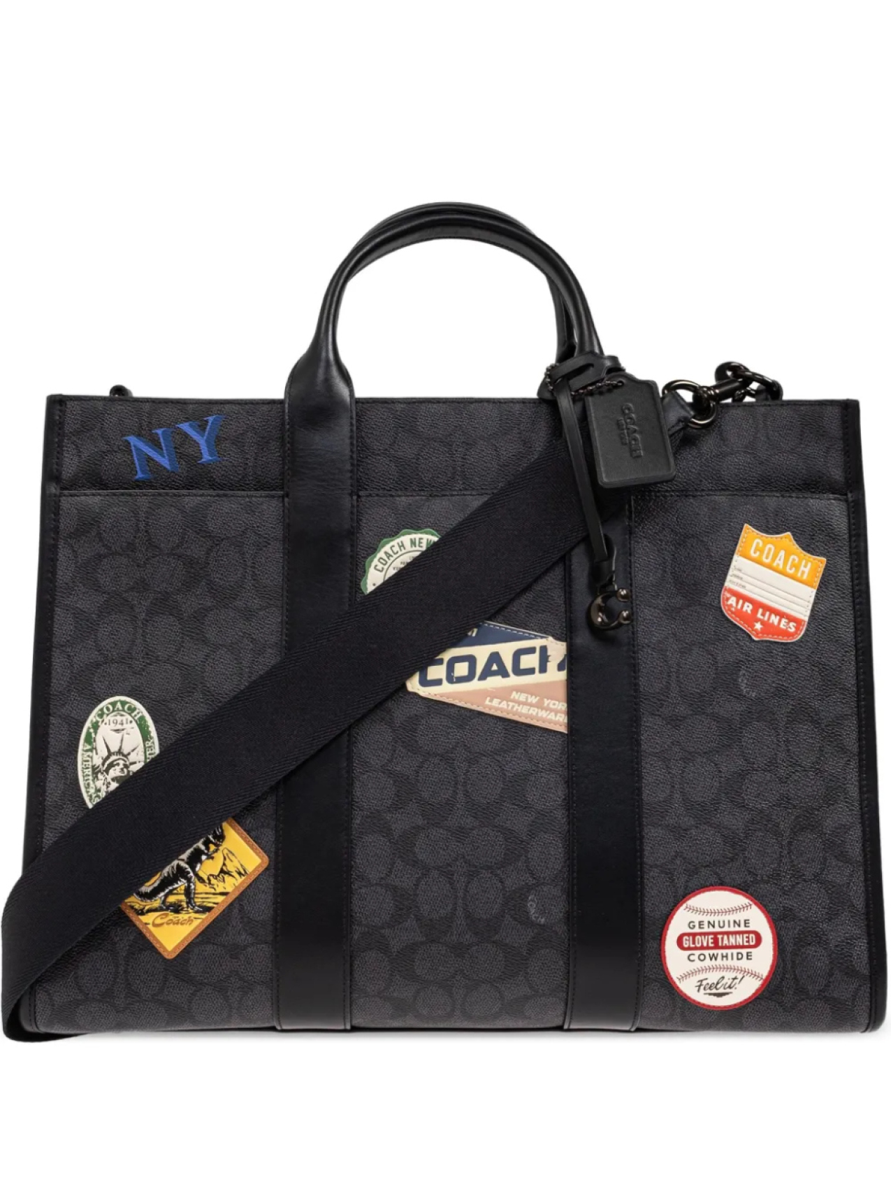 

Сумка-тоут с нашивками Coach, черный