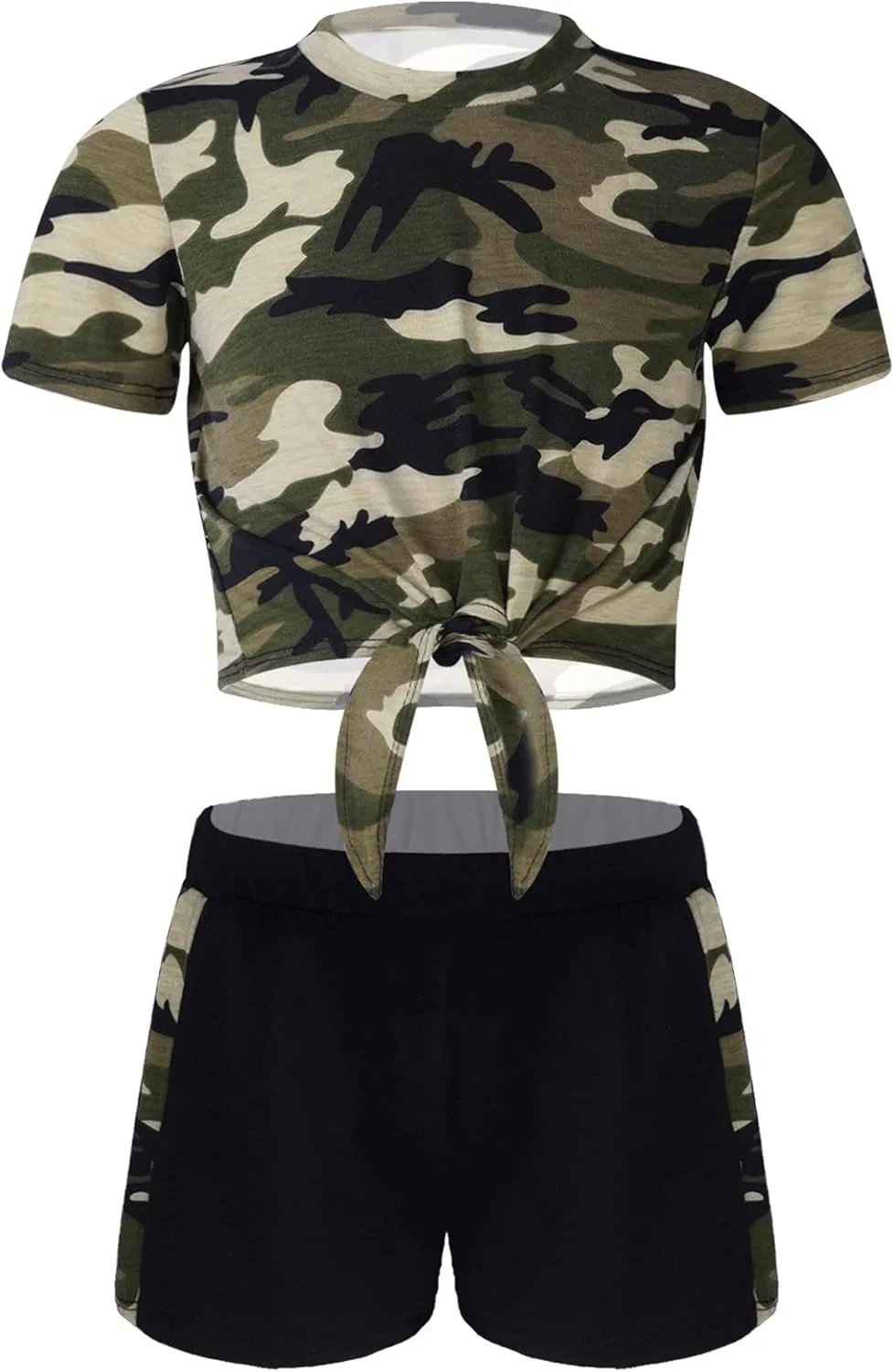 Детский спортивный комплект из топа и шорт Yeeye, камуфляж Green Camouflage