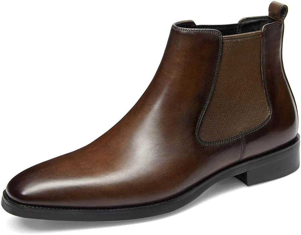 Мужские кожаные ботинки челси GIFENNSE, элегантные ботинки, Dark Brown 1