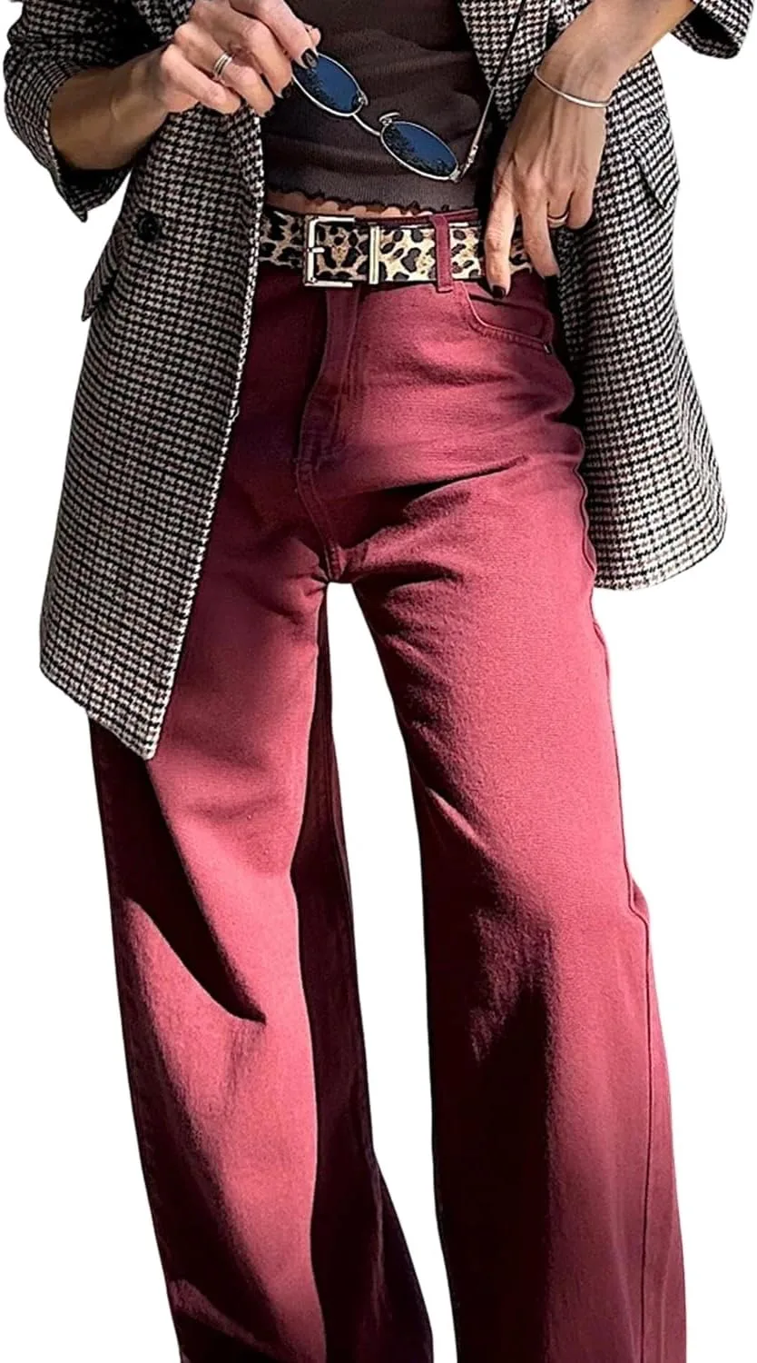 

SELINK Casual Loose High Waisted Jeans для женщин Straight Solid Shift