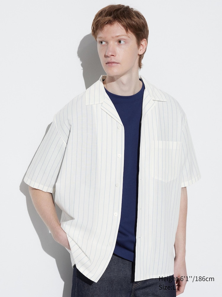 

Рубашка из смесового хлопка и льна Uniqlo, цвет 01 белый
