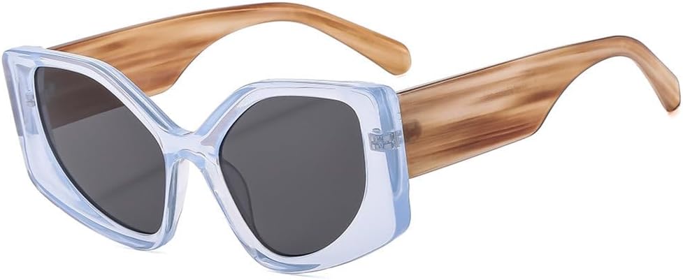 

Женские солнцезащитные очки «кошачий глаз» в винтажном стиле с отделкой под дерево, роскошные женские солнцезащитные очки с защитой от УФ-излучения UV400 TYUVIVO, Blue