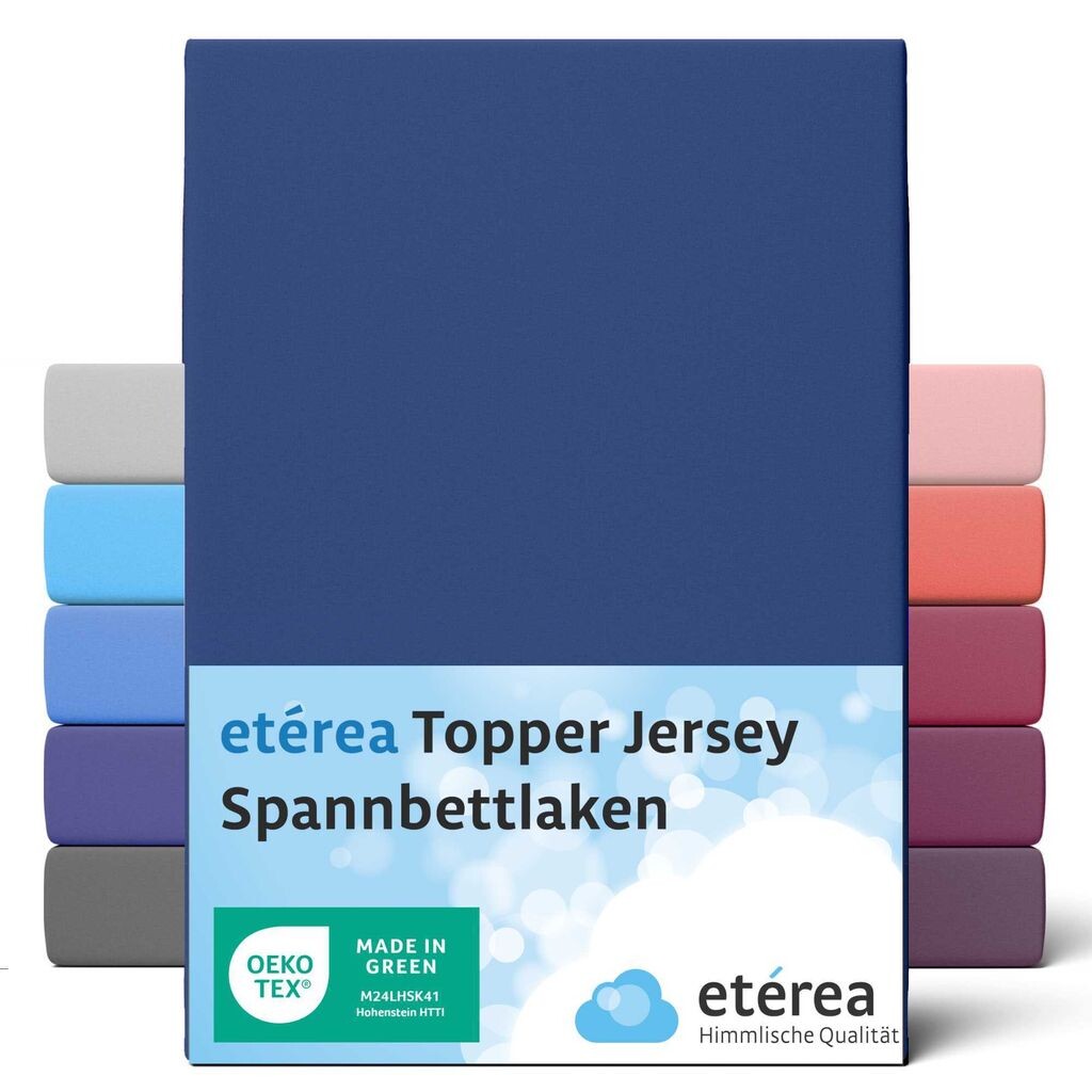 

ETÉREA Джерси-топпер Простыня 90x200см - 100x200 - 100% ХЛОПОК - Простыня Простыня 90x200см - 100x200 Наматрасник - Комфортная простыня Топпер Хлопок - OEKOTEX - Темно-синий Etérea Himmlische Qualität