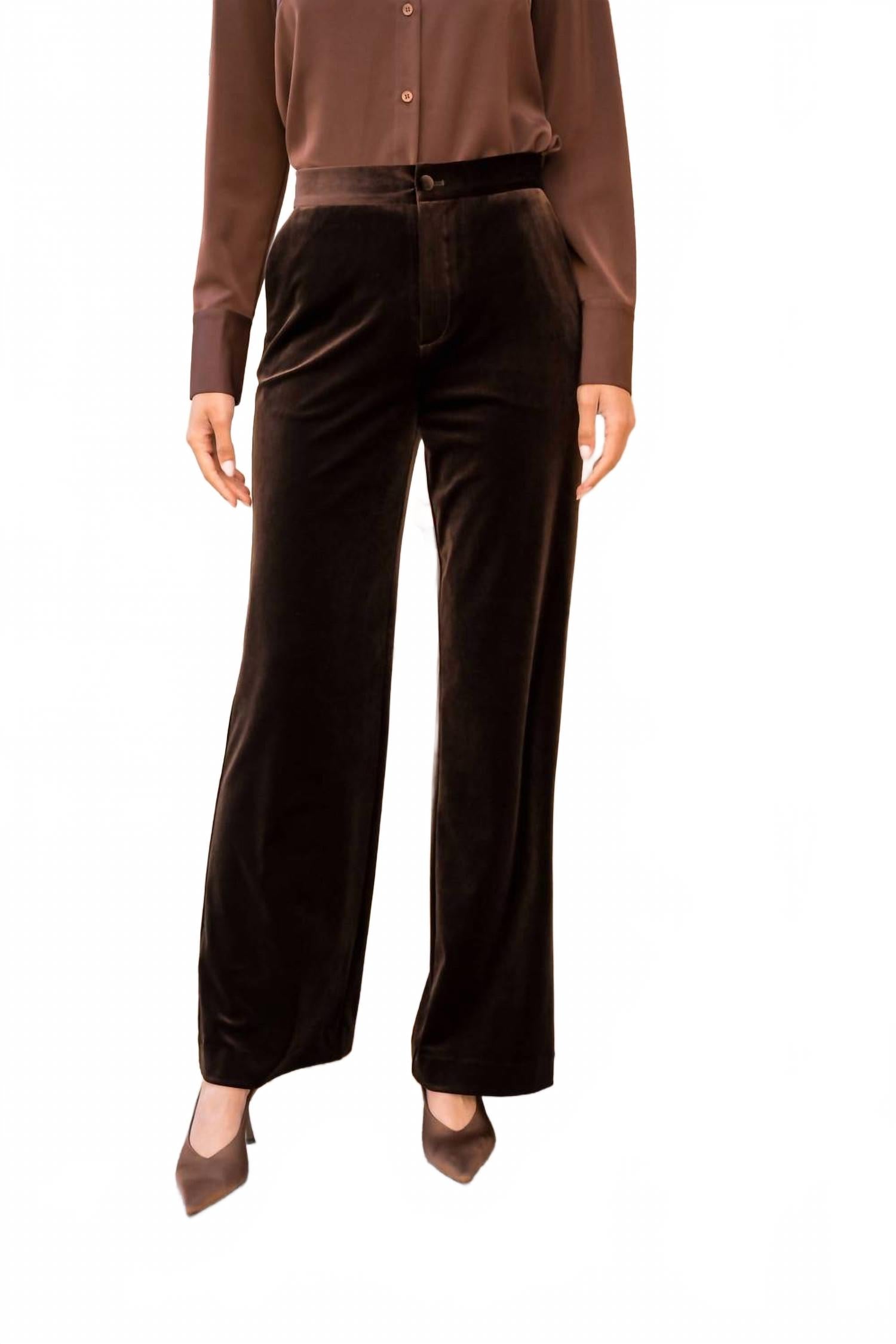 

Attentif Бархатные брюки прямого кроя шоколадного цвета