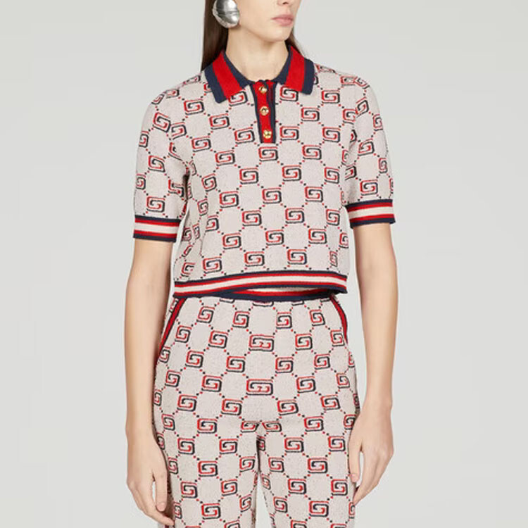 Рубашка поло женская Gucci Классическая, Премиум стиль, Красный — фото 3