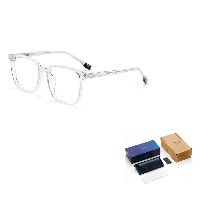 

LASHION Пластиковая квадратная оправа для очков TR/Memory унисекс, Clear white-flat anti-blue light lens [no degree]