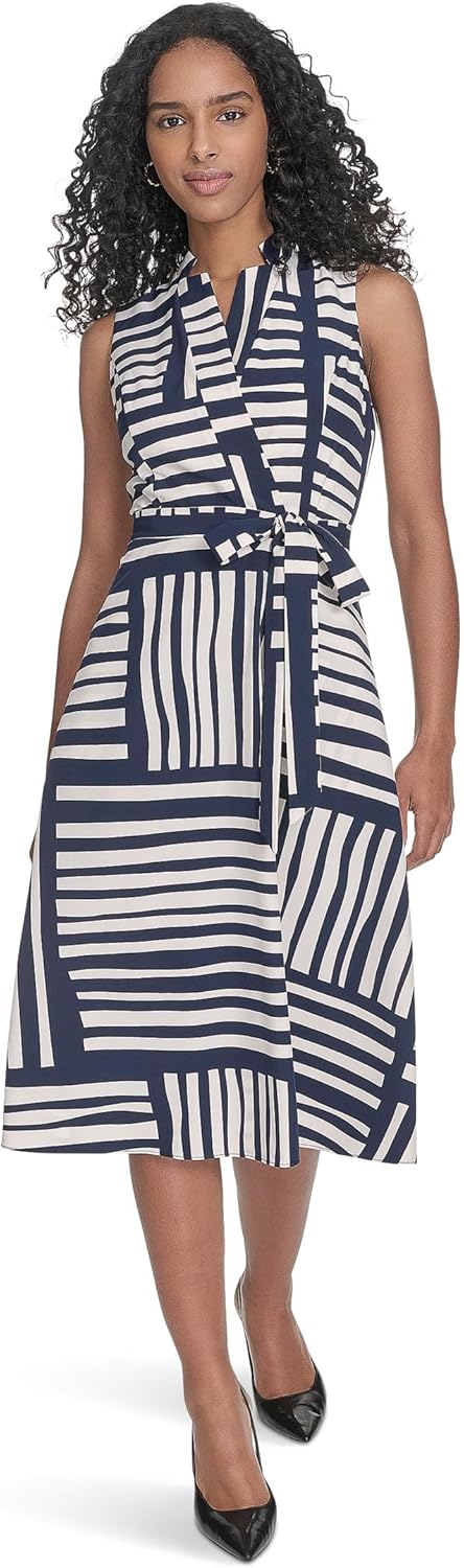 

Женское платье-халат Calvin Klein с геометрическим принтом, Indgo/Cream