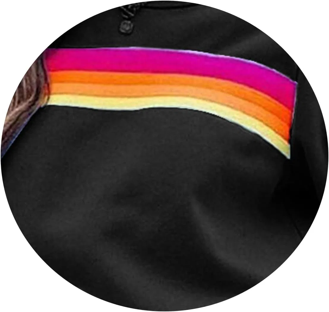 Женский спортивный костюм Rainbow Striped, 2 предмета, Black — фото 3