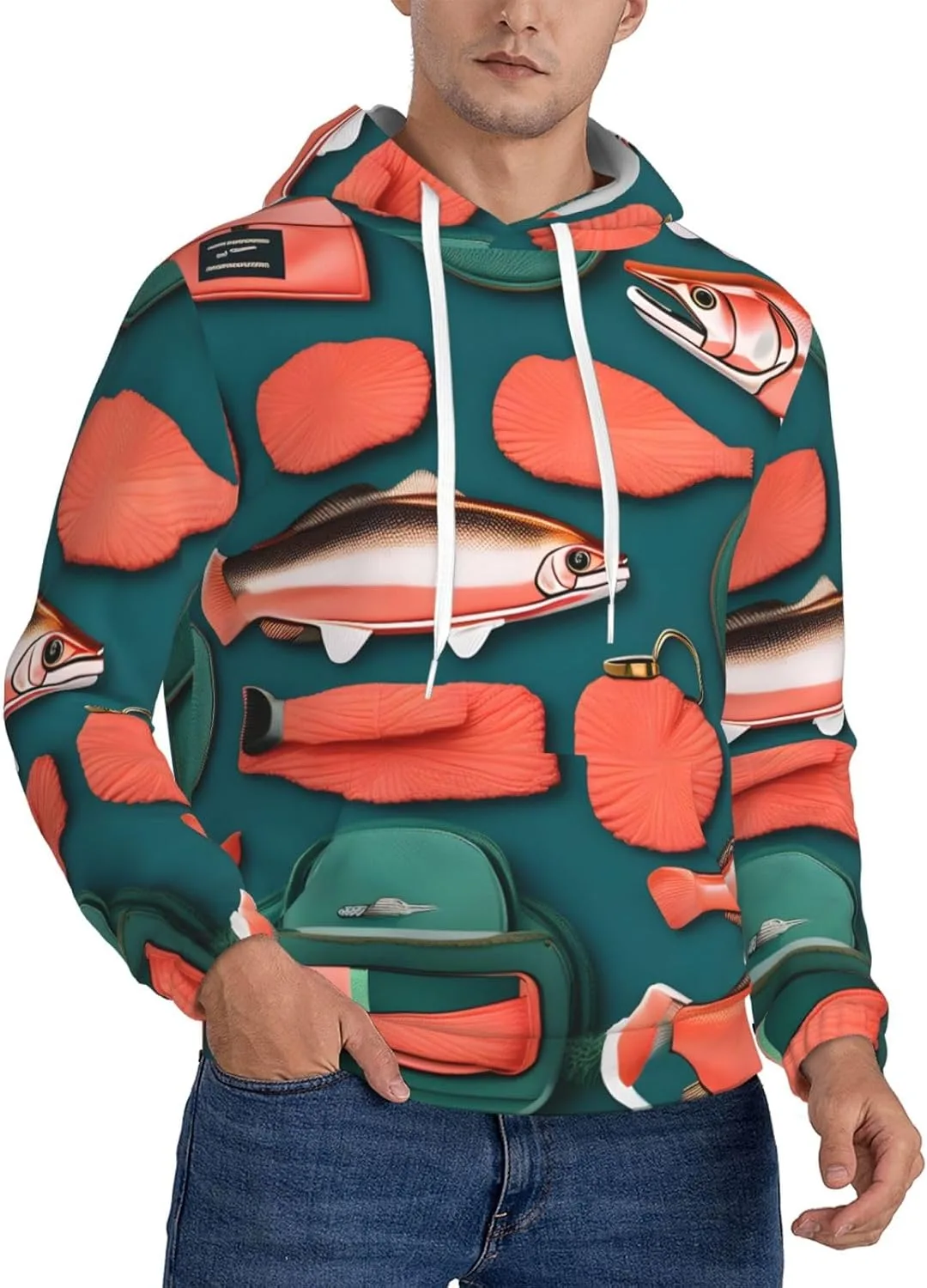 

Толстовка с принтом Salmon Pattern для мужчин DUWAA