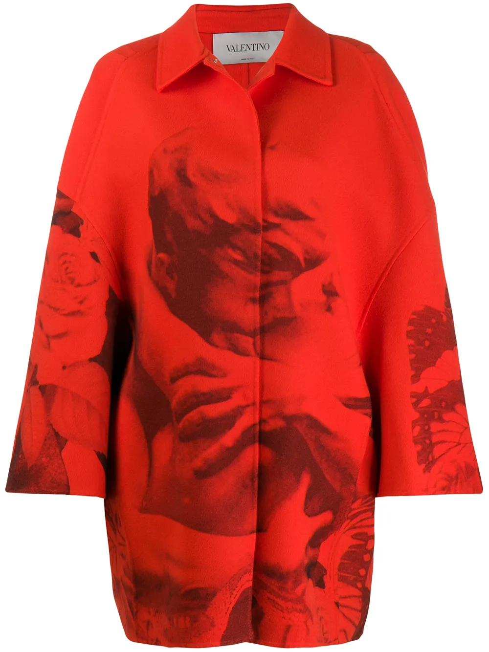 

Однобортное пальто с принтом Lovers из коллаборации с Undercover VALENTINO GARAVANI, красный