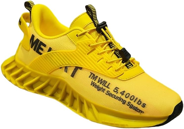 

Мужские спортивные кроссовки - легкие и дышащие беговые кроссовки с амортизирующей подошвой, подходят для тренировок в спортзале, занятий фитнесом, повседневной носки, стильный дизайн, прочная резиновая подошва Hoalox, желтый