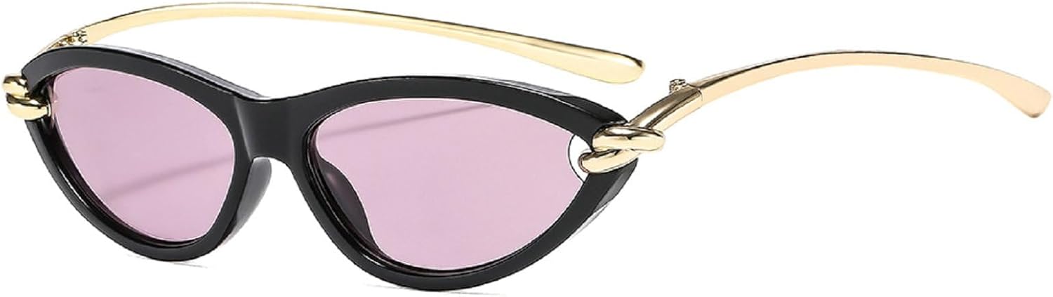 

Женские солнцезащитные очки в тонкой оправе «кошачий глаз», роскошные овальные металлические солнцезащитные очки в винтажном стиле с защитой от УФ-излучения UV400 mincl, Black Purple