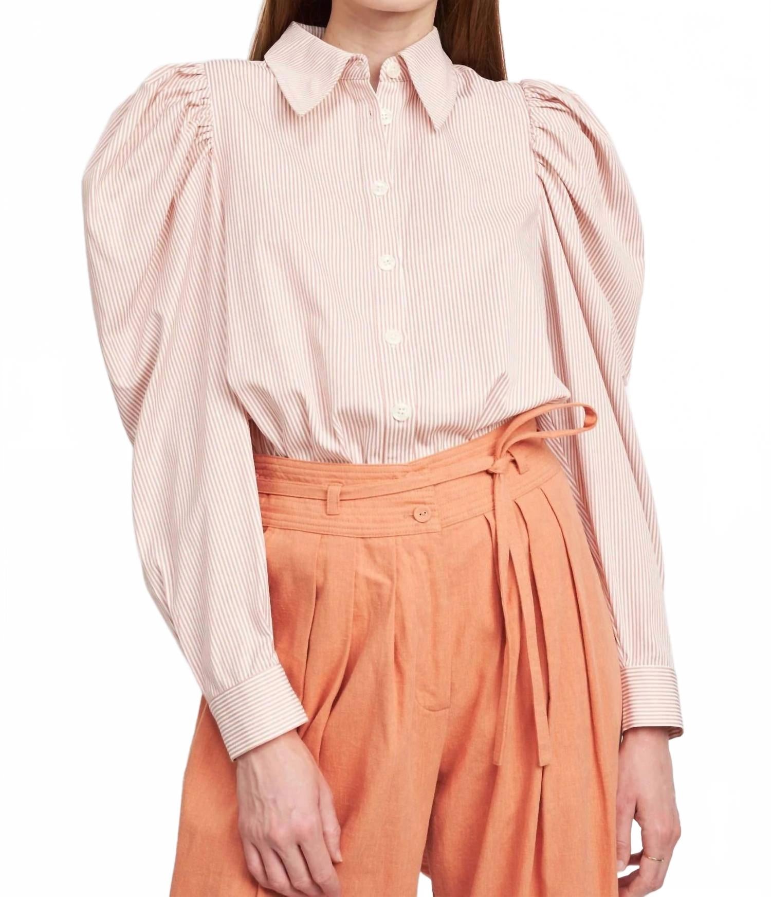 

Aitana Cotton Poplin Stripe Блуза в розовую полоску En Saison