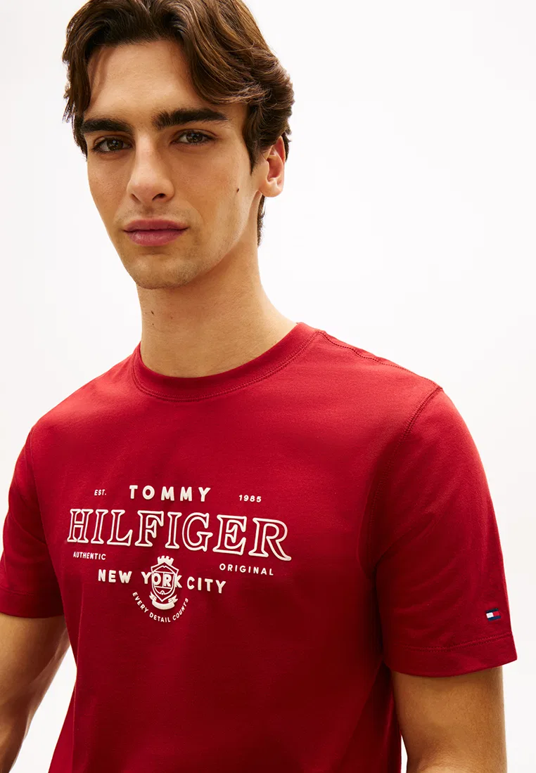 Футболка с логотипом, тяжелый хлопок, TH Mainline Tommy Hilfiger, красный — фото 3