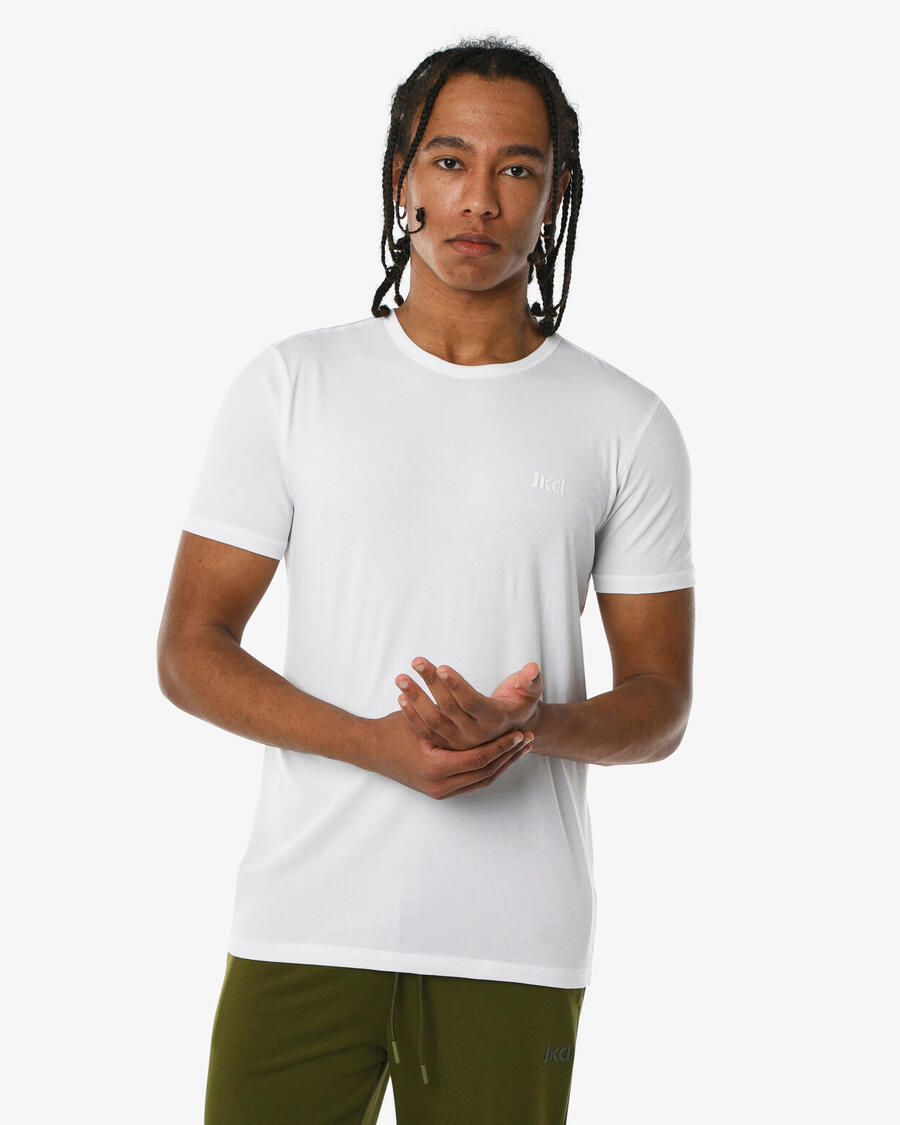 

JAKED Белая хлопковая фитнес-футболка для мужчин