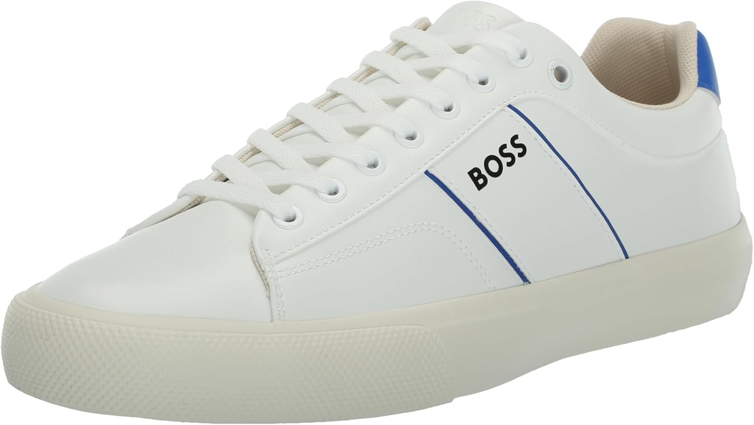 

BOSS мужские кожаные кроссовки Aiden Logo Block низкие, Niagara Blue/White Salt
