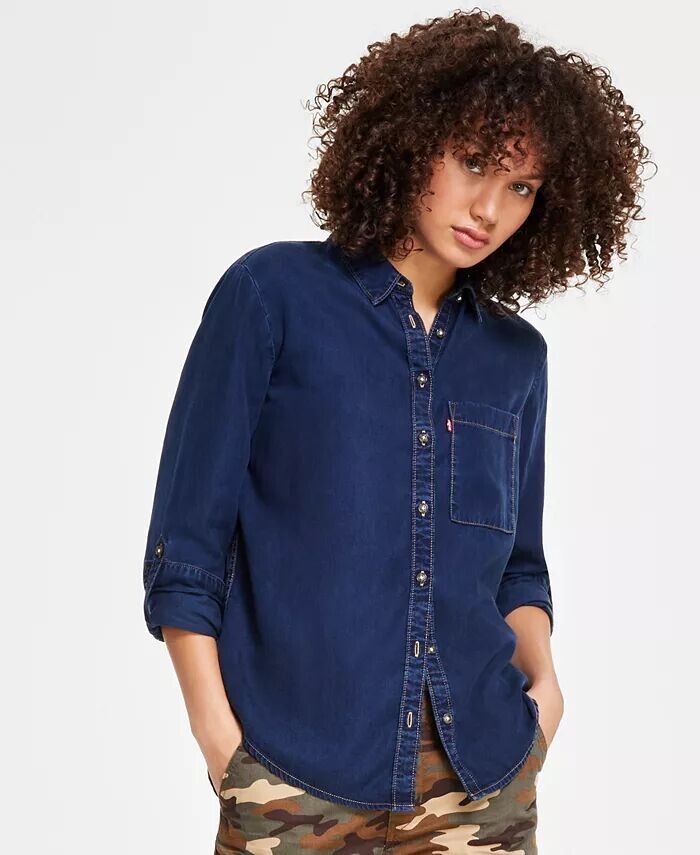 

Женская рубашка Darlene с воротником и пуговицами спереди Levi's, синий