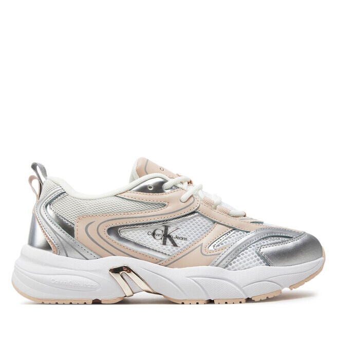 

Кроссовки Calvin Klein Jeans Retro Tennis Low Lace Mh Ml Mr YW0YW01381 Bright White/Whisper Pink/Silver 02S, белый