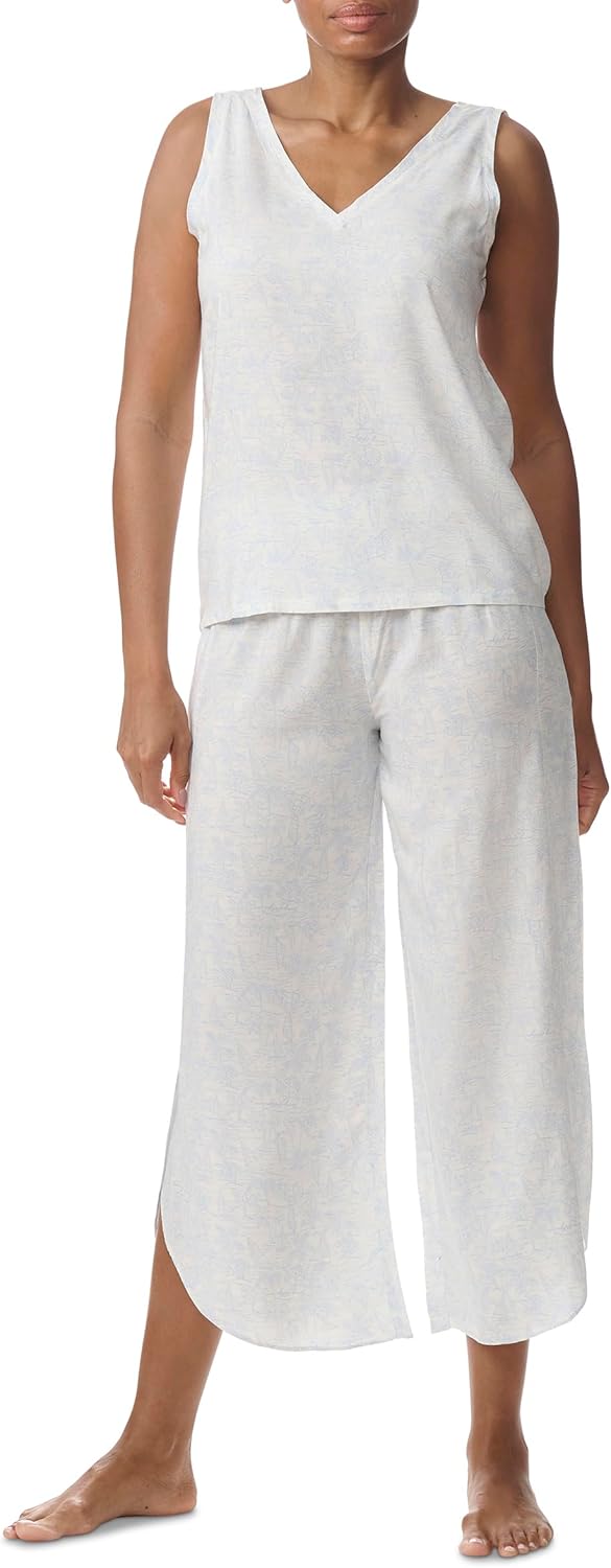 

Женский пижамный комплект Tommy Hilfiger из майки и укороченных брюк, Beach Toile/Cloud Dancer