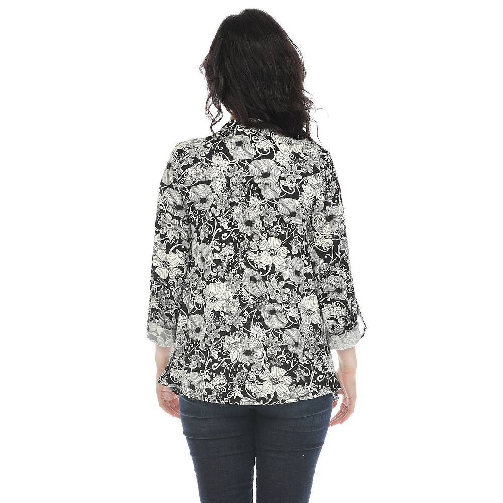 Плиссированная блузка с длинными рукавами и цветочным принтом WM Fashion, коричневый — фото 3