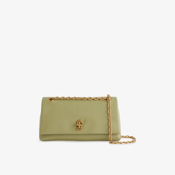 

Миниатюрная кожаная сумка через плечо с двойной цепочкой Marc Jacobs, цвет reed