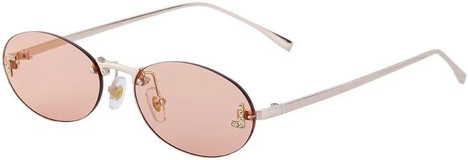 

Овальные солнцезащитные очки 2027 года для женщин, ретро-оправа с градиентным переходом цвета, безрамочные, металлические, для мужчин, для активного отдыха и вождения MTZJH, 4