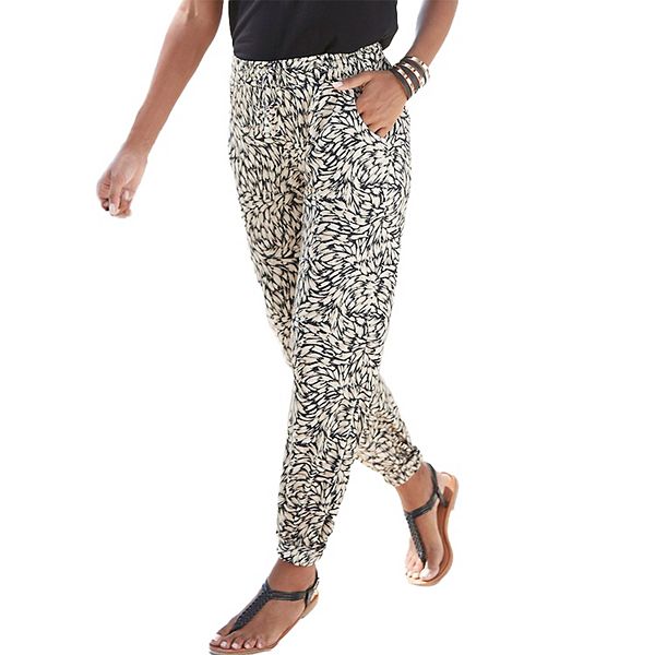 

Женские брюки с присборенным эластичным низом Lascana, Black And Taupe