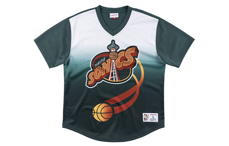 

Mitchell Ness Футболка унисекс, зеленая, с V-образным вырезом, умеренно прямой крой, Зеленый, Mitchell Ness Футболка унисекс, зеленая, с V-образным вырезом, умеренно прямой крой