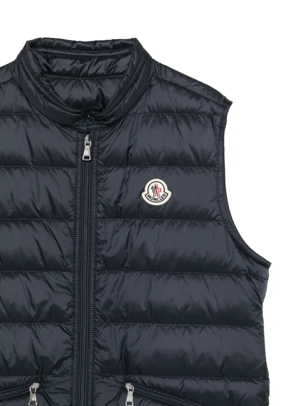 Утепленный жилет с нашивкой с логотипом Moncler Enfant, синий — фото 3