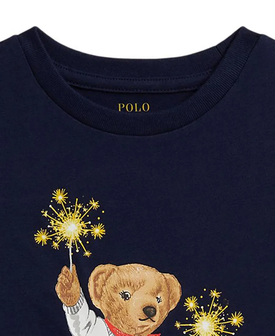 Детское платье Polo Bear с короткими рукавами, размеры 2T-6X Polo Ralph Lauren, темно-синий — фото 3