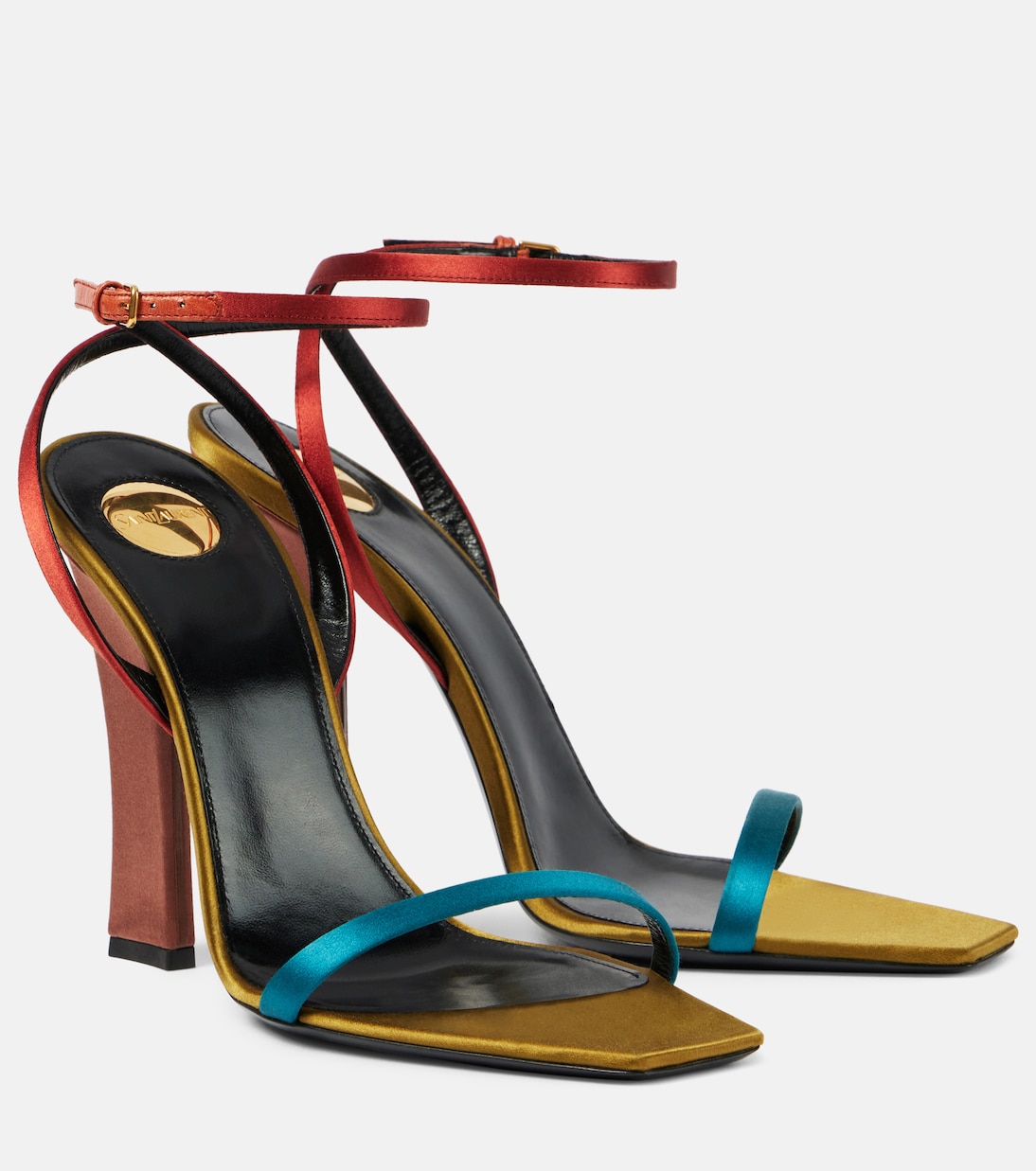 Доминик 110 сандалии из креп-сатина Saint Laurent, Duck Blu / Dark Rust / Manioc