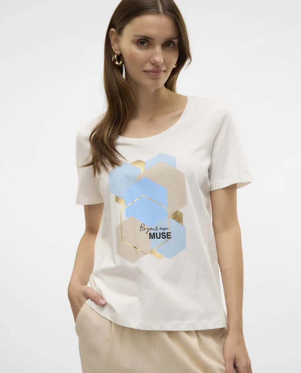 

Базовая женская футболка с принтом Vero Moda, белый