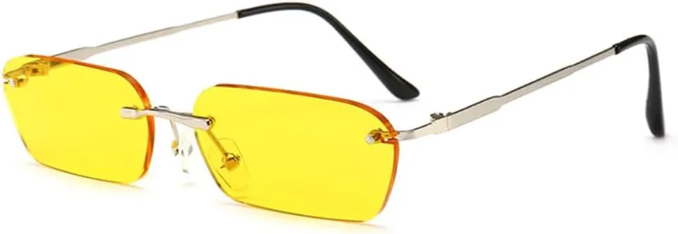 

Модные солнцезащитные очки без оправы, трендовые прозрачные, красные, синие, желтые, мужские, прямоугольные, с защитой от УФ-излучения UV400 UUPTTPL, Yellow