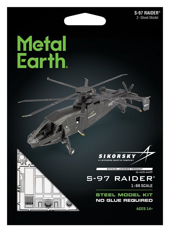 

Металлическая Земля, модель вертолета Sikorsky S-97 Raider в сборе. Fascinations