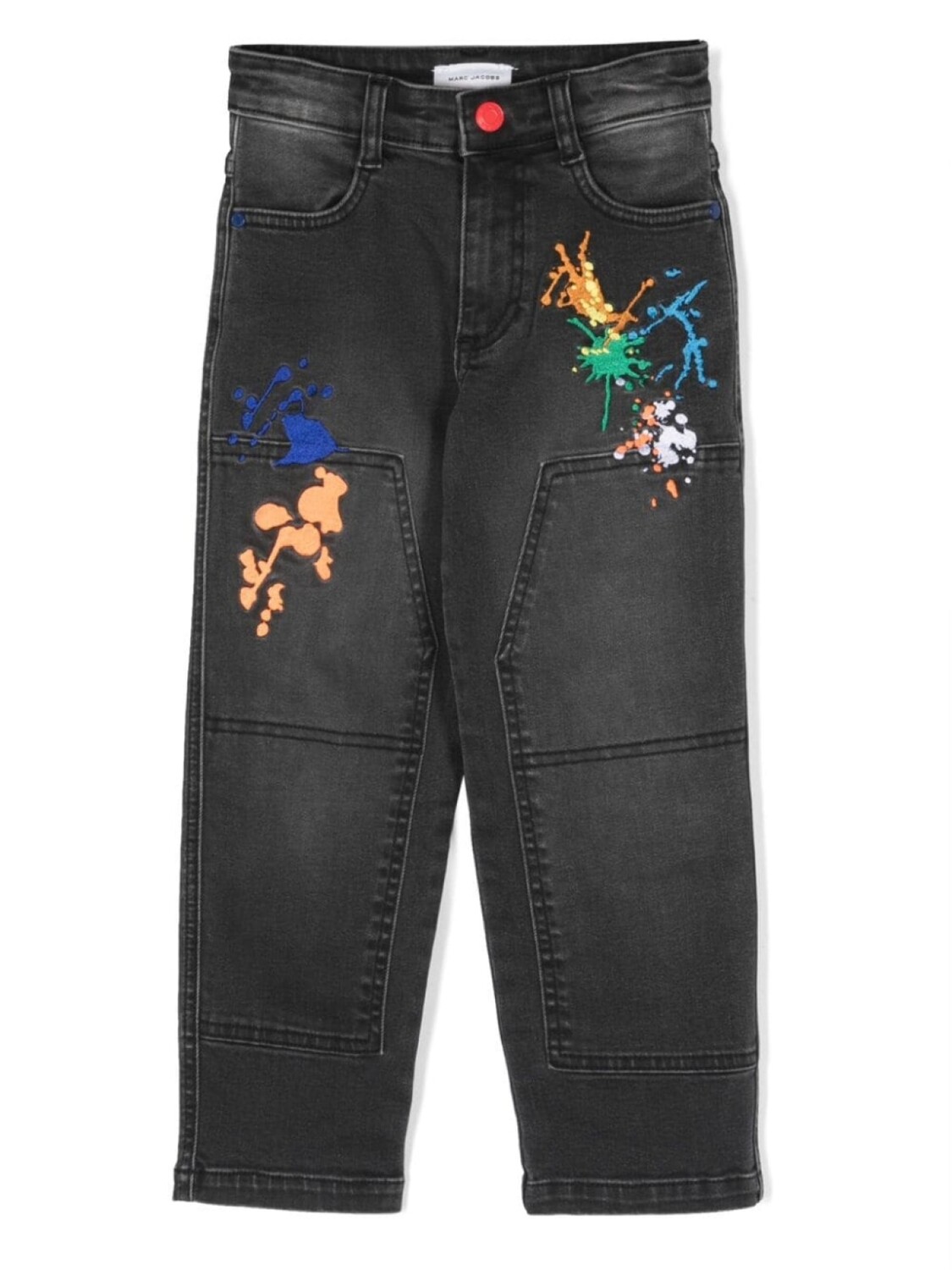 

Marc Jacobs Kids прямые джинсы с вышивкой, серый