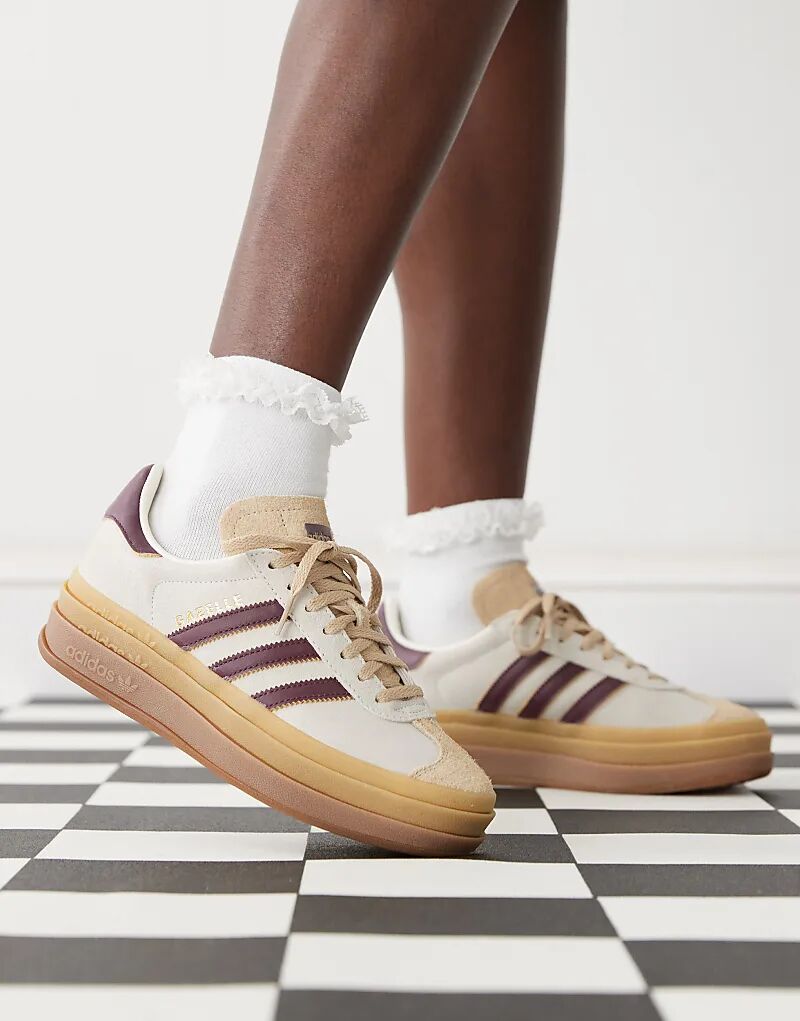 Кроссовки Gazelle Bold кремового и бордового цвета adidas Originals
