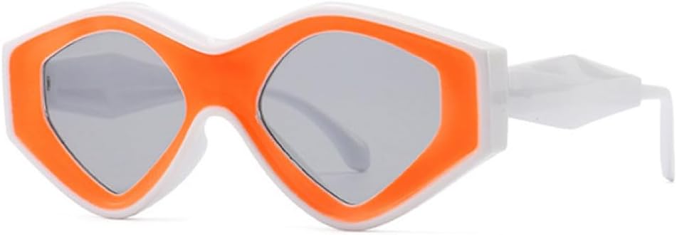 

Модные солнцезащитные очки Polygon Irregular 2027 для женщин, винтажные двухцветные очки с защитой от УФ-излучения UV400, трендовые солнцезащитные очки для мужчин MTZJH, Orange Light Gray