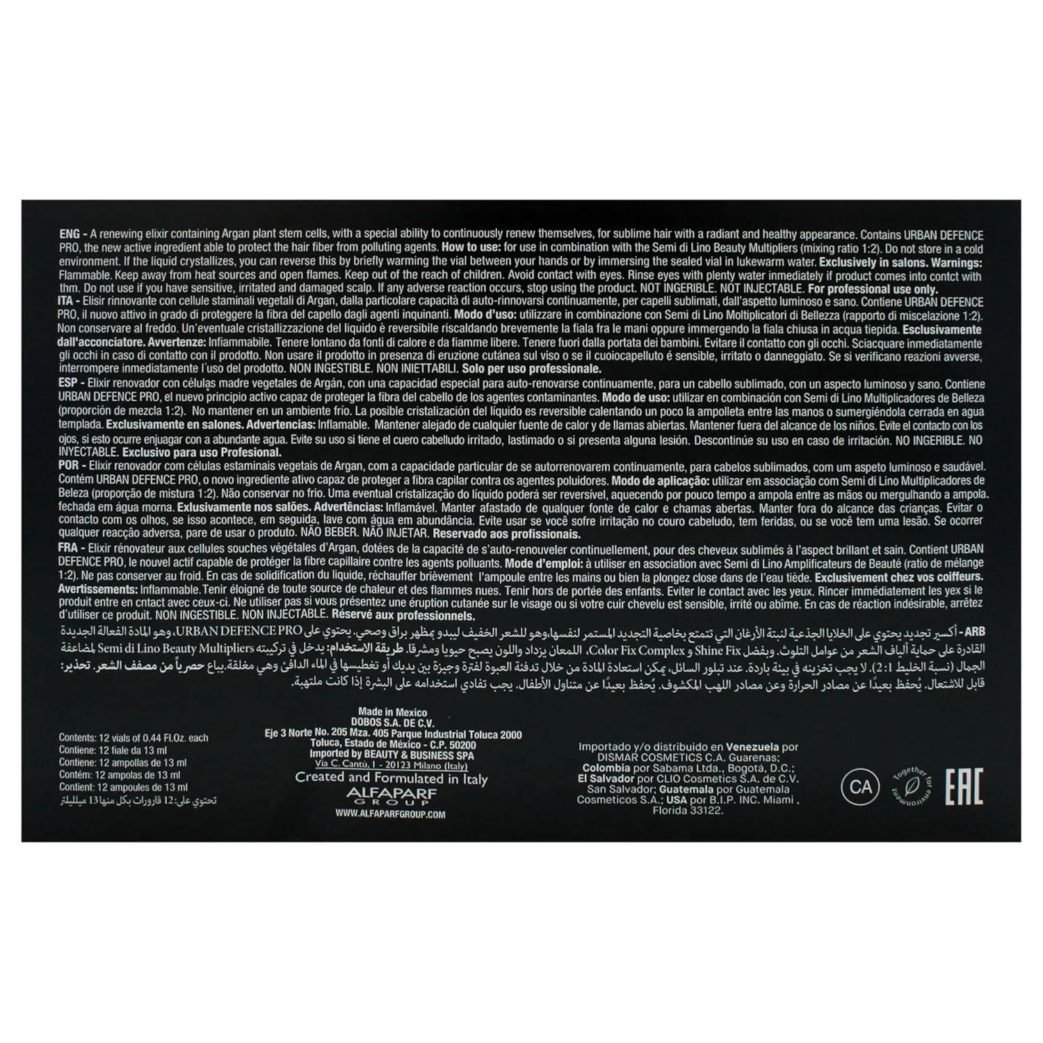 ALFAPARF MILANO Semi di Lino Sublime Cellula Madre Beauty Genesis ампулы с арганой для сияния и здоровья волос, защита цвета, 12 ампул по 13 мл — фото 2
