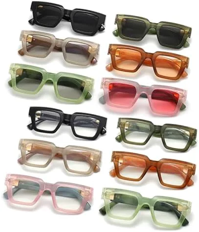 

Модные квадратные солнцезащитные очки для женщин, винтажные, конфетного цвета, прозрачные, градиентные, мужские солнцезащитные очки в стиле панк MTZJH, Black Clear