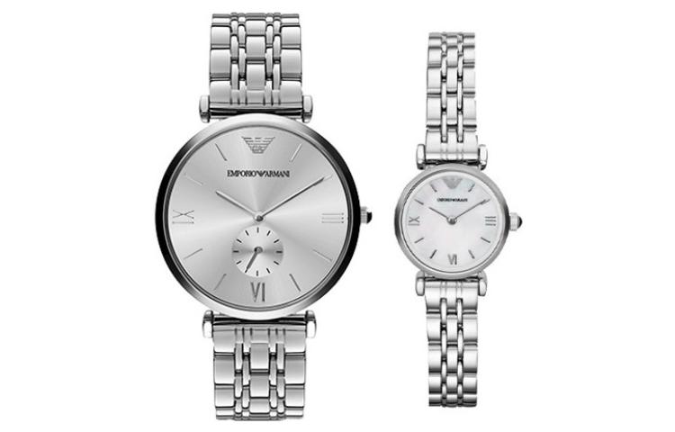

EMPORIO ARMANI Часы Wrist Watch Quartz Movement Stainless Steel Strap 40mm Silver Dial Unisex, Silver Dial+Silver Dial (Matching Watch)