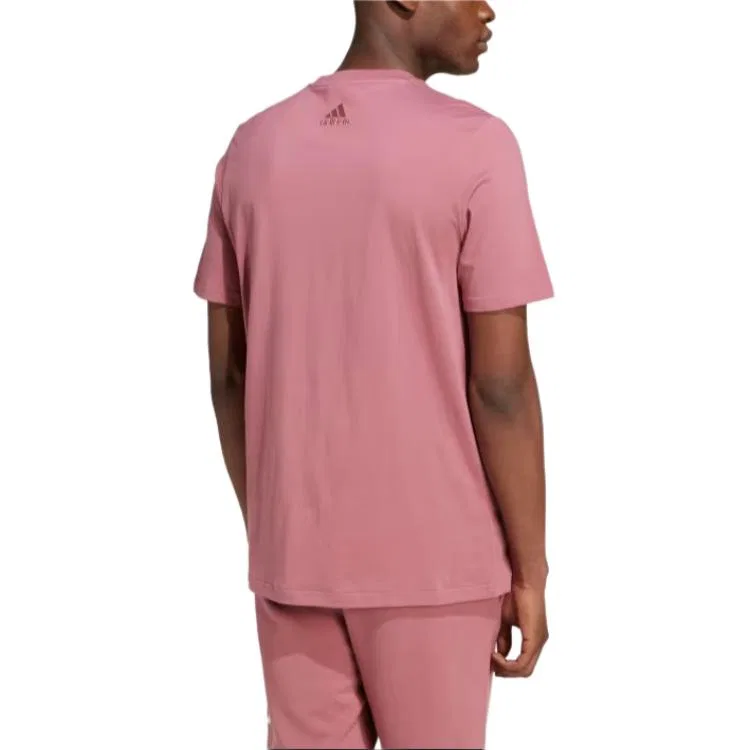 Футболка Essential T-Shirt Adidas темно-красный/белый — фото 4