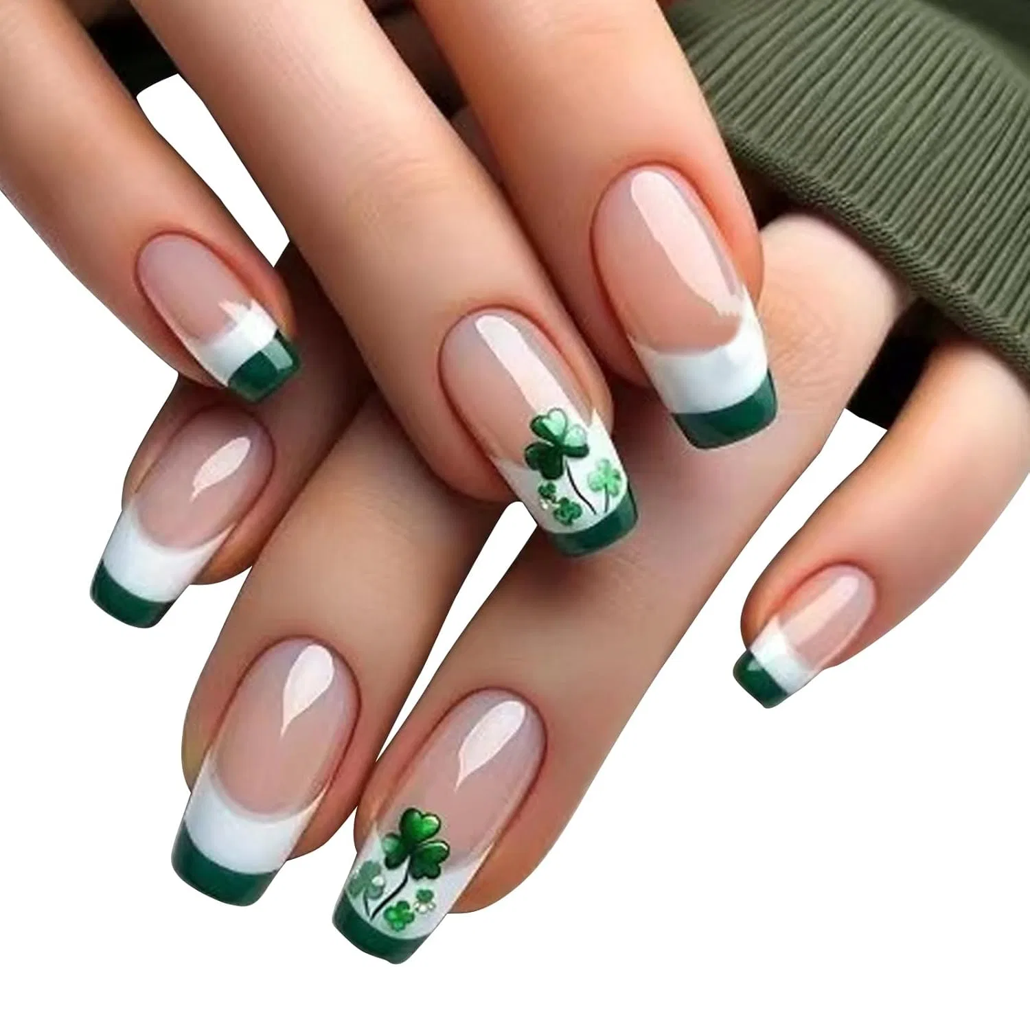 Накладные ногти «French Tip» на День Святого Патрика, 24 шт. Xingjyxzk — фото 3