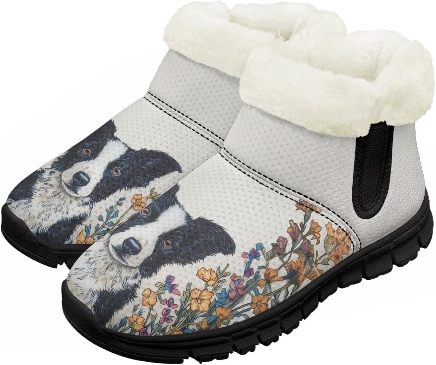 

Зимние ботинки Chririnla для девочек и мальчиков, детские зимние сапожки для малышей, теплые обувь с меховой подкладкой, модные ботильоны, обувь с нескользящей подошвой, Cute Border Collie