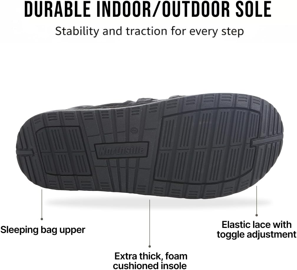 Мужские тапочки Northside Rainier Mid Camp - стеганые домашние и тапочки с подошвой из пены EVA, мягкой подкладкой и высоко сцепляющей подошвой, водоотталкивающая уютная обувь, черный — фото 3