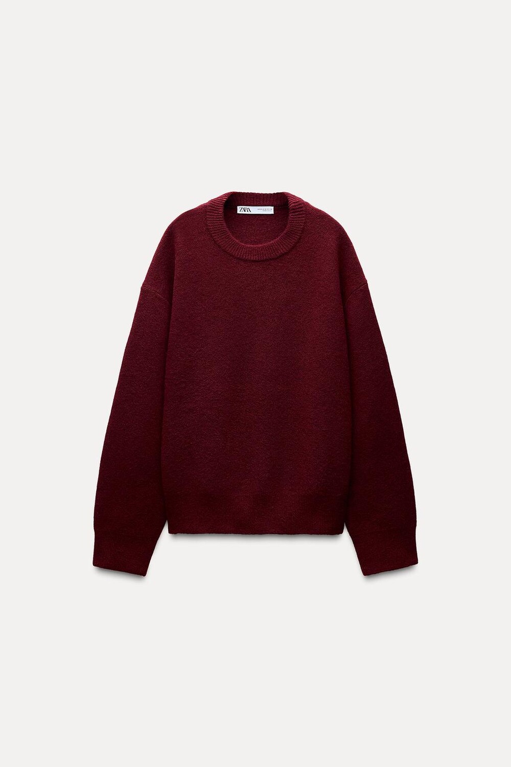 

Свитер однотяжной вязки ZARA, бордовый