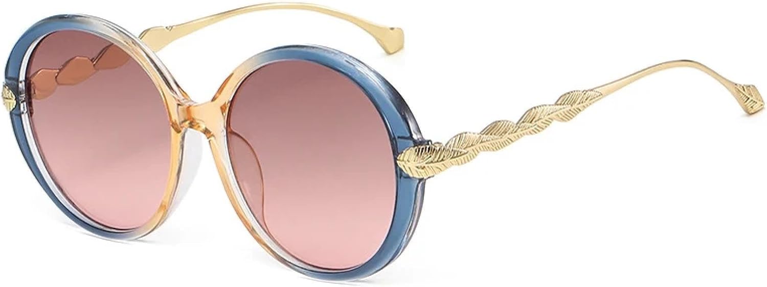 

Ретро-солнцезащитные очки в крупной металлической оправе, круглые, для женщин и мужчин, модные, роскошные, для активного отдыха и путешествий, с защитой от УФ-излучения UV400 TKKTLLT, Gold Blue Tea