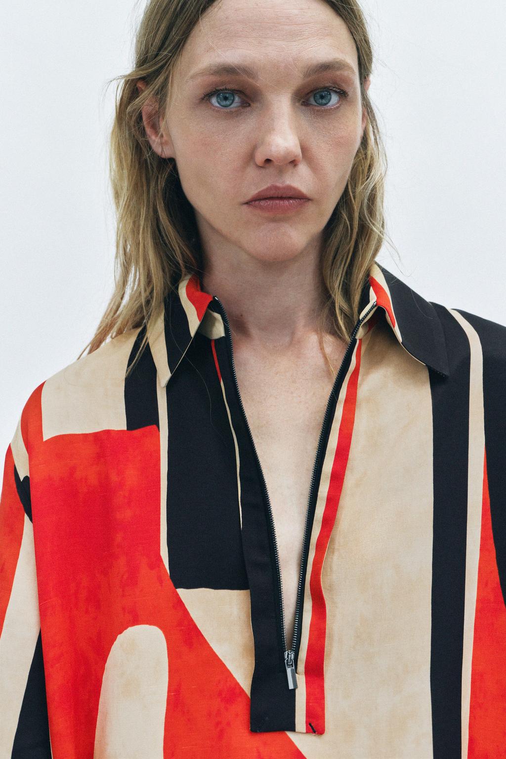 

Рубашка с принтом ZARA, цвет Red/Black