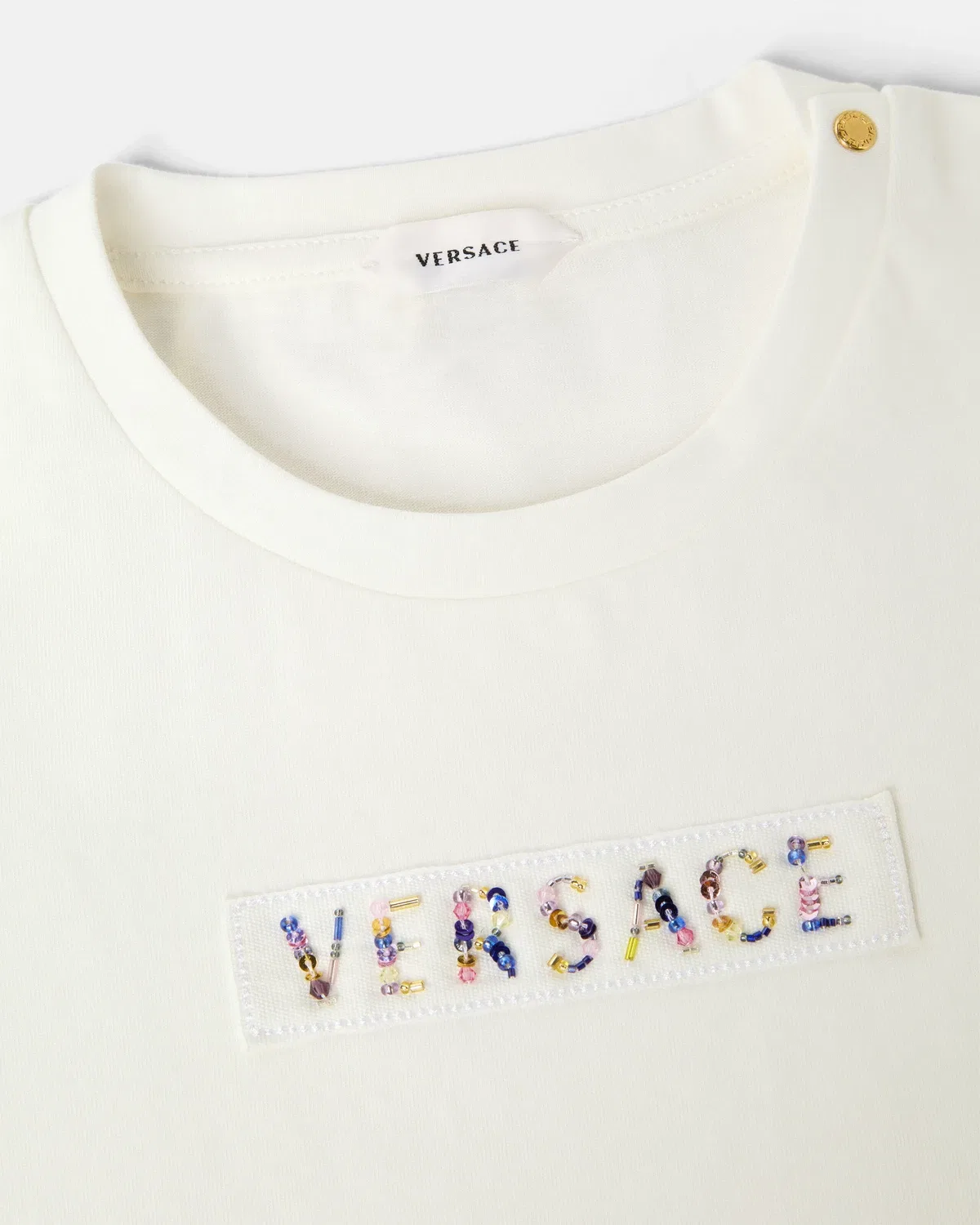 Детская футболка из хлопкового джерси с вышитым логотипом Versace, белый — фото 4