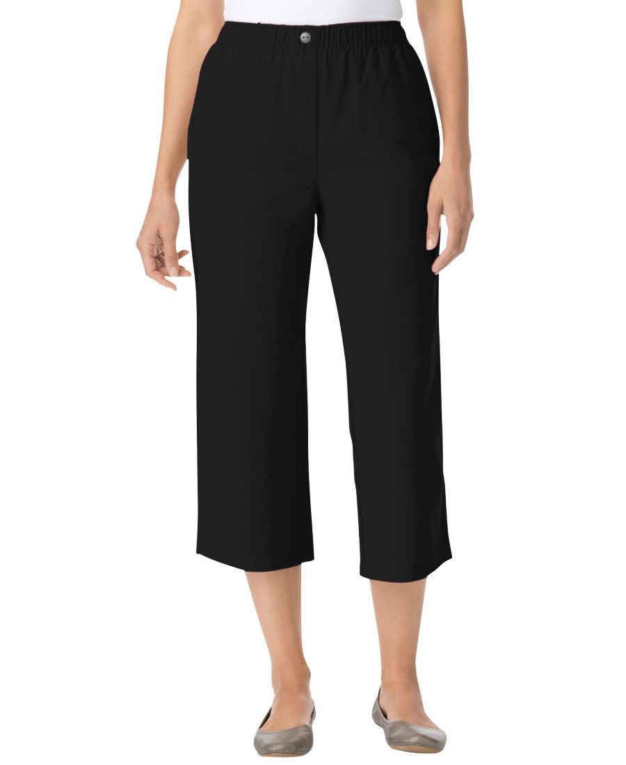 

Женские джинсы-капри Within 7-Day из хлопка с эластичным поясом и застежкой на резинке Woman Within, Black